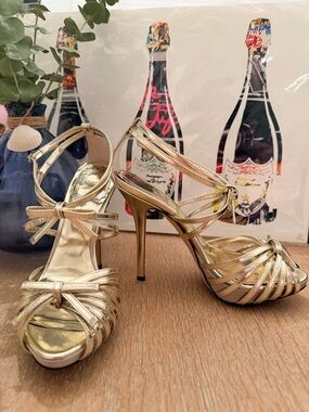 Christian Dior Gold Strappy High Heel Sandals
